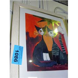 Framed pair of cats print