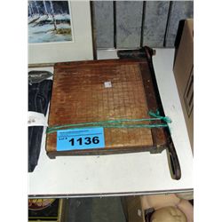 Vintage wood topped paper cutter