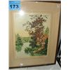 Image 1 : Framed vintage etching, signed