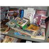 Image 1 : Large shelf lot of sports memorablilia; books,