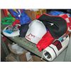 Image 1 : Shelf lot of misc canadian baseball caps, flags