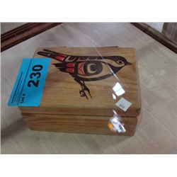Wood crafted keepsake box with native motif