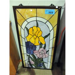 Framed leaded stained glass window panel