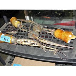 Set of 3 wall mount metal and glass light sconces