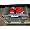 Image 1 : Grey storage box with 5 fire extinguishers