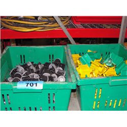 2 green plastic bins of ultra preset inserts