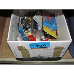 Box of new products; flashlights, cable tie gun