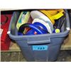 Image 1 : Blue rubbermaid with 2 electric car buffers and