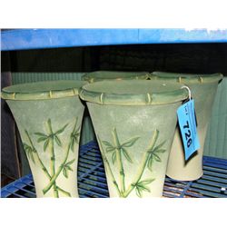 4 portofino ceramic planters with bamboo motiff
