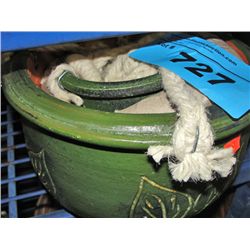 3pc green ceramic hanging planter set