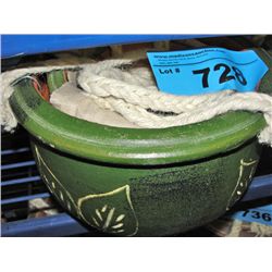 3pc green ceramic hanging planter set