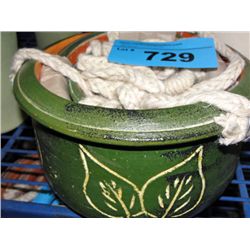3pc green ceramic hanging planter set
