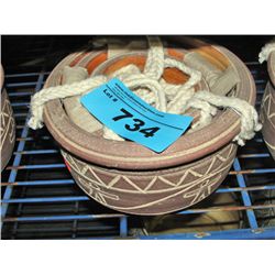 3pc brown ceramic hanging planter set