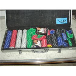 Poker chip set with aluminum carrying case