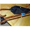 Image 1 : 2 wooden walking sticks and an umbrella