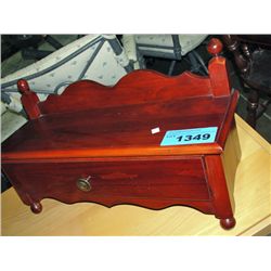 Wooden wall mount shelf with drawer