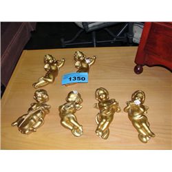 6pc set of bossons england wallmount cherub