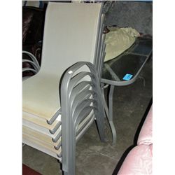 Patio set; table with 6 chairs and umbrella