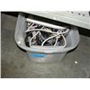 Image 1 : Clear storage bin of assorted electronics
