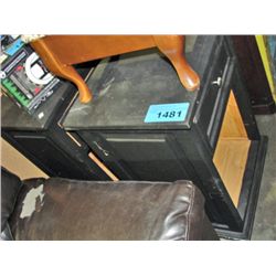 Pair of painted black single drawer night tables