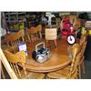 Image 1 : Single pedastol oak dining table with 2 leafs a