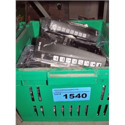Green plastic bin of digital video recorders