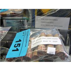10 rolls of 1cent coins; 2000-2009