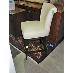 White leather swivel barstool