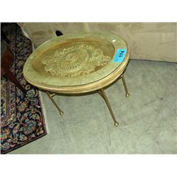 Ceramic and glass top side table with metal base