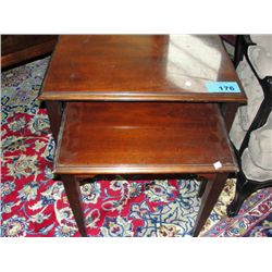 Mahogany nest of two taper leg nest tables