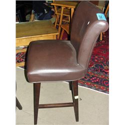 Brown leather swivel barstool