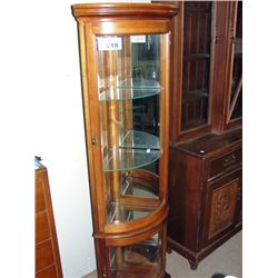 Mahogany lighted corner display cabinet