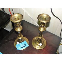 Pair of brass candle holders