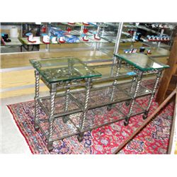 Heavy wrought iron with thick bevelled glass