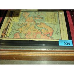 Framed vintage danger spots on the map of europe