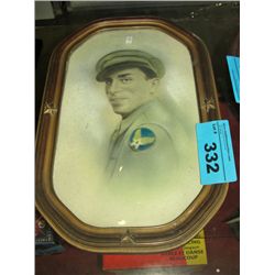 Framed vintage soldier print in convex glass frame