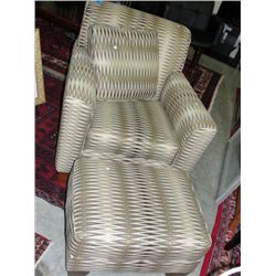 Contemporary living room chair with ottoman and
