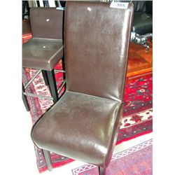 Brown leather dining room side chair