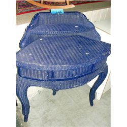 Painted purple wicker girls bedroom make up table