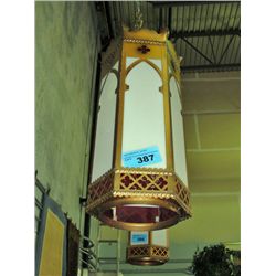 Hanging stained glass church light late 1950s by