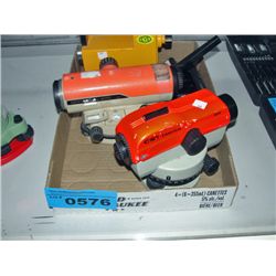 Box of surveyors levels and equipment