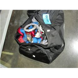 Black duffel bag with safety harness and safety