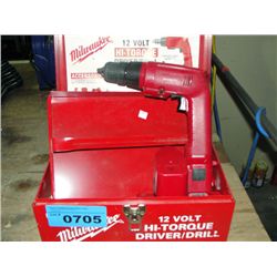 Milwaulkee 12V cordless drill with 2 batteries and