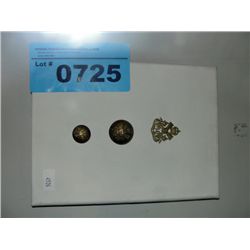 3 brass military buttons