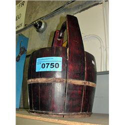 Rustic wooden well bucket