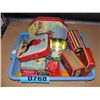 Image 1 : Small blue basket of assorted collectors tins and
