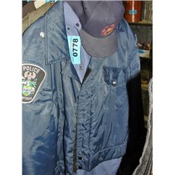 Matsqui police jacket shirt and a firemans cap