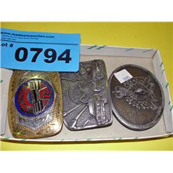 3 collectors belt buckles; ford truck, snap on