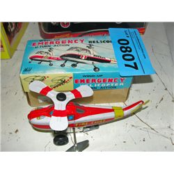 Wind up emergancy tin toy helicopter