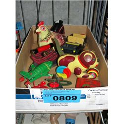 Box of assorted vintage collectors toys